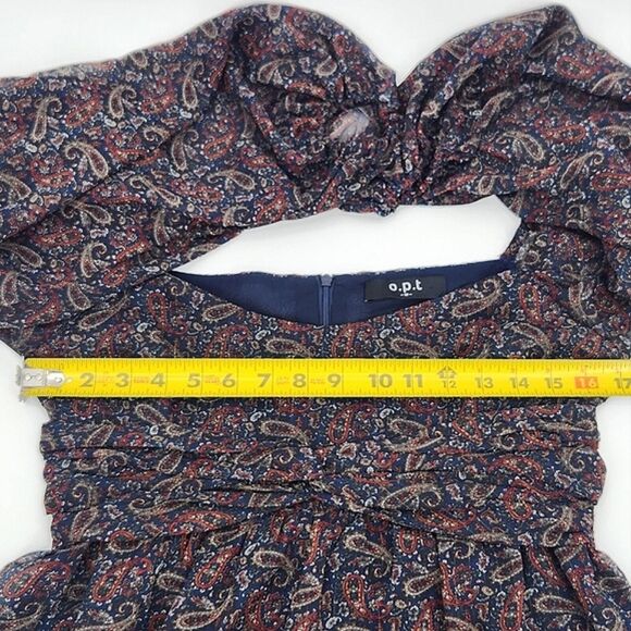 OPT One Pretty Time West Dress Size Medium Womens Blue Paisley Sheer Whimsygoth - Picture 9 of 12
